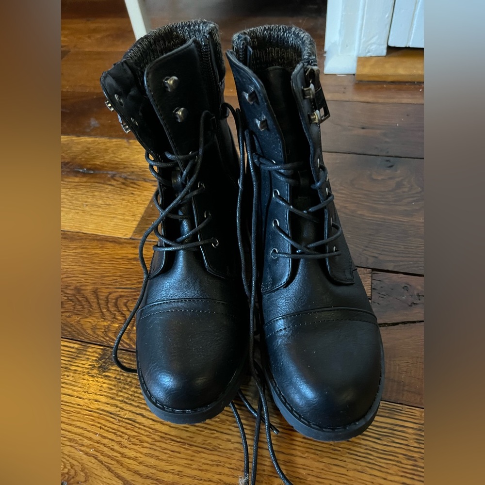 Black combat boots